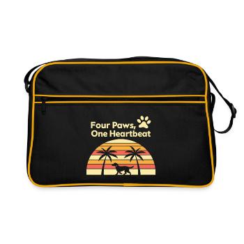 Quatre pattes et un motif de chien au coucher du soleil - Sac Retro - noir/or - Devant