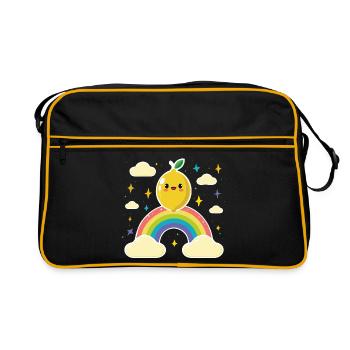 Kawaii Citron Arc-en-ciel - Sac Retro - noir/or - Devant