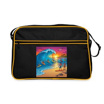 Wave at Sunset Surf - Retro Bag - black/gold - Front