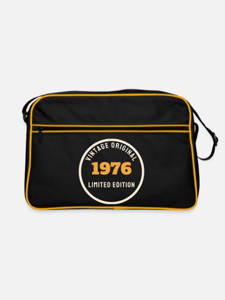 Vintage 1976 Original Limited Edition 50. Geburtst - Retro Tasche - Schwarz/Gold - Vorne