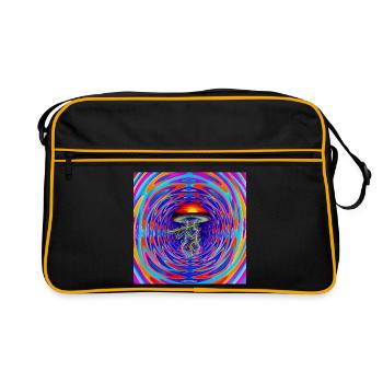 70s_Goa_Mushroom_ - Retro Tasche - Schwarz/Gold - Vorne