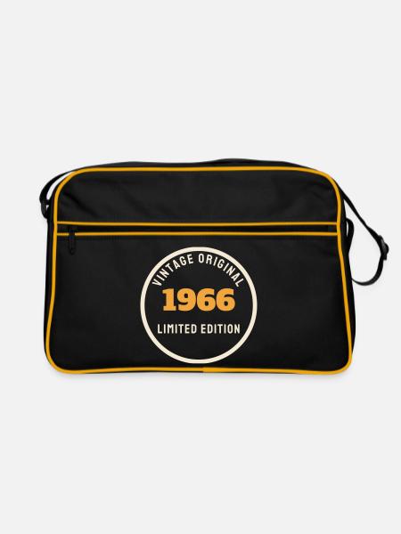 Vintage 1966 Original Limited Edition 60. Geburtst - Retro Tasche - Schwarz/Gold - Vorne