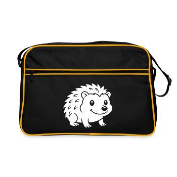 Silhouette de hérisson Motif animal d’automne - Sac Retro - noir/or - Devant