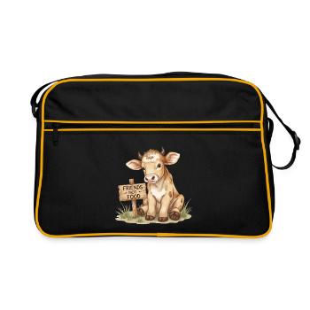 Amis Pas Nourriture Veau Droits des animaux véganes - Sac Retro - noir/or - Devant