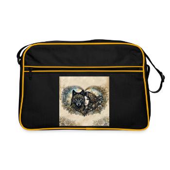 Clockwork Wolf's Heart - Retro Bag - black/gold - Front