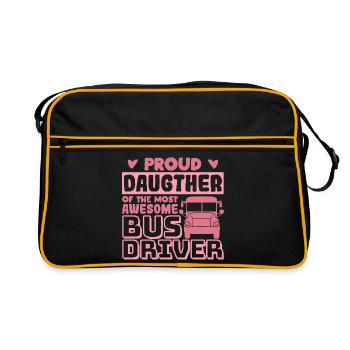 Stolze Tochter eines tollen Busfahrers - Retro Tasche - Schwarz/Gold - Vorne