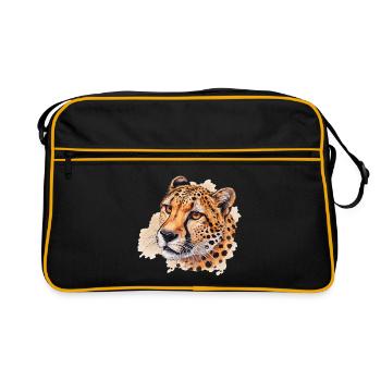Aquarelle en forme de tête de guépard - Sac Retro - noir/or - Devant