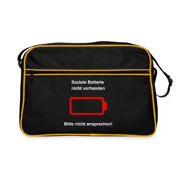 Soziale Batterie nicht vorhanden - Retro Tasche - Schwarz/Gold - Vorne