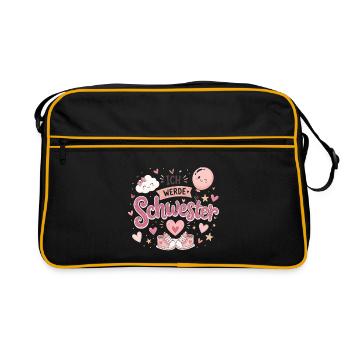 Ich werde Schwester Rosa Design - Retro Tasche - Schwarz/Gold - Vorne
