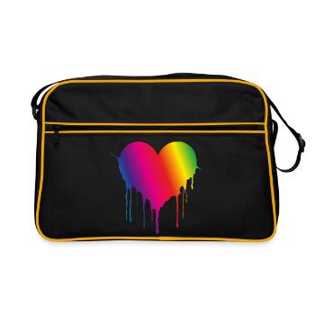 Rainbow Drip Heart - Retro Bag - black/gold - Front