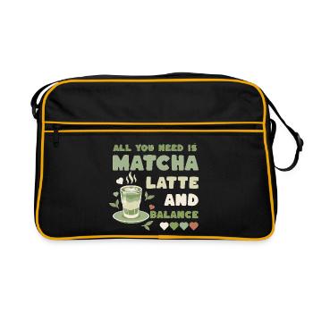Matcha Latte Balance Motif - Retro Bag - black/gold - Front
