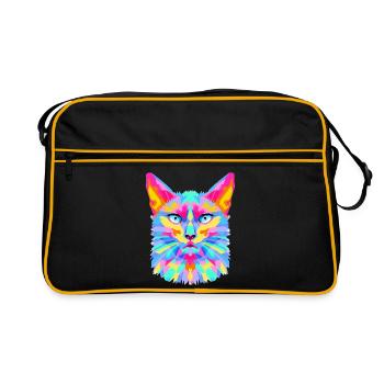 Explosion géométrique de chat - Sac Retro - noir/or - Devant