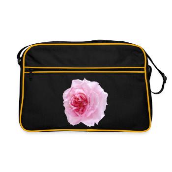 Pinke Rose (pink rose) - Retro Tasche - Schwarz/Gold - Vorne
