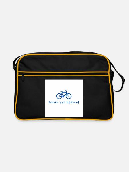 Immer auf Rädern Fahrraddesign - Retro Tasche - Schwarz/Gold