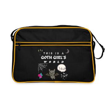 Goth Girl World – Gothic Motiv Geschenkidee  - Retro Tasche - Schwarz/Gold - Vorne