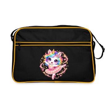 Unicorn_ballerina - Retro Tasche - Schwarz/Gold - Vorne