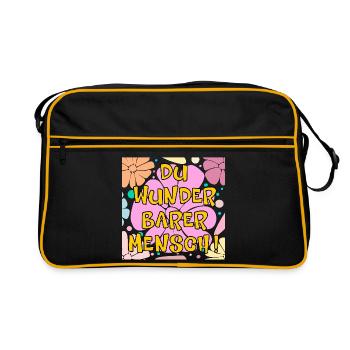 Du wunderbarer Mensch - Retro Tasche - Schwarz/Gold - Vorne