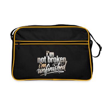 Ich bin nicht kaputt unvollendet - Retro Tasche - Schwarz/Gold - Vorne