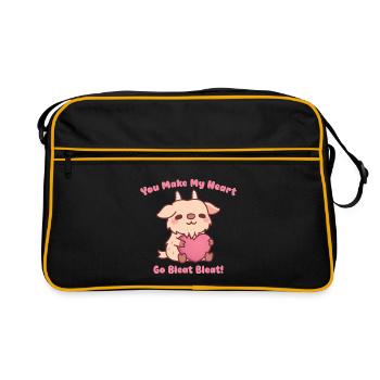 Süße Ziege Du bringst mein Herz zum Blöken Blöken Blöken - Retro Tasche - Schwarz/Gold - Vorne