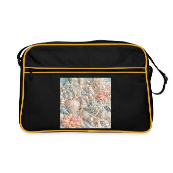 Pastellkorale und Meeresperlen - Retro Tasche - Schwarz/Gold - Vorne