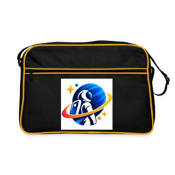 Astronaut im Orbit - Retro Tasche - Schwarz/Gold - Vorne