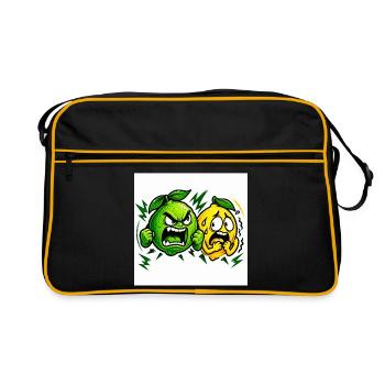 Wütende Limette & Zitrone - Retro Tasche - Schwarz/Gold - Vorne