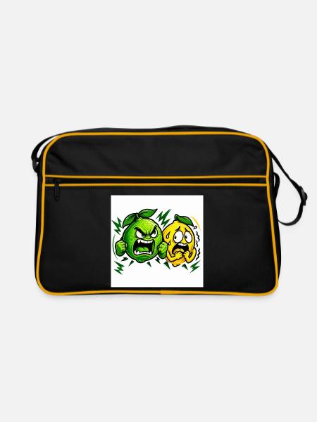 Wütende Limette & Zitrone - Retro Tasche - Schwarz/Gold