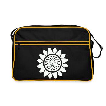 Sonnenblumenlinien Skizze Mint - Retro Tasche - Schwarz/Gold - Vorne