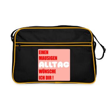 Mausiger Alltag Glückwünsche - Retro Tasche - Schwarz/Gold - Vorne