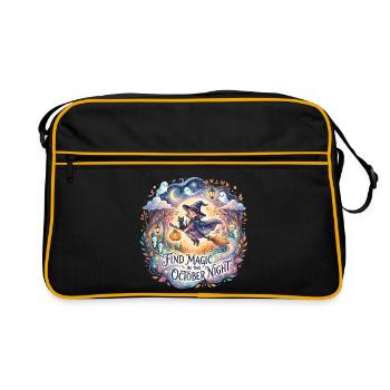 Magische Nacht Oktober Hexe und Geister - Retro Tasche - Schwarz/Gold - Vorne
