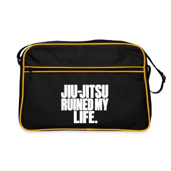 NoBS Grappling – Jiu-Jitsu Ruined My Life - Retro Tasche - Schwarz/Gold - Vorne