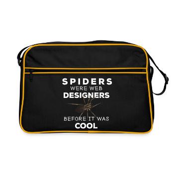 Spiders were web designers - Spinne Nerd Spruch - Retro Tasche - Schwarz/Gold - Vorne