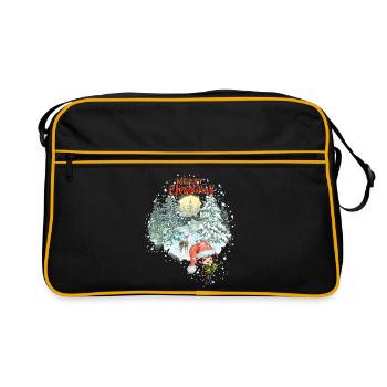 Merry Christmas mit Glücki & Bambi - Retro Tasche - Schwarz/Gold - Vorne