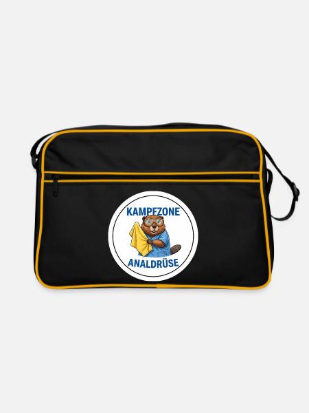 Kampfzone Analdrüse TFA Motiv - Retro Tasche - Schwarz/Gold