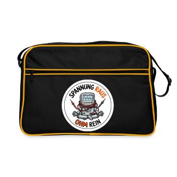 Spannung raus Ohm rein Elektriker Meditation - Retro Tasche - Schwarz/Gold - Vorne