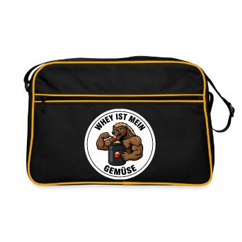 Whey ist mein Gemüse Fitness Lustiges Sportler - Retro Tasche - Schwarz/Gold - Vorne