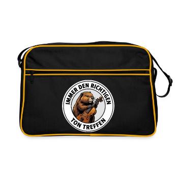 Biber Bratsche T-Shirt Motiv Musiker Geschenk - Retro Tasche - Schwarz/Gold - Vorne