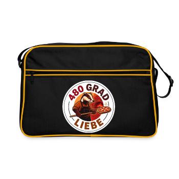 Neapel Pizza Bäcker 480 Grad Gastronomie Motiv - Retro Tasche - Schwarz/Gold - Vorne