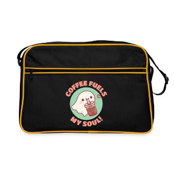 Kaffee nährt meine Seele Niedlicher Geist liebt Eiskaffee - Retro Tasche - Schwarz/Gold - Vorne