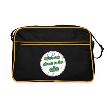 Das Leben ist zu kurz, um cis zu sein (Regenbogen) - Retro Tasche - Schwarz/Gold - Vorne