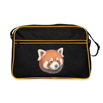 Kopfporträt des roten Pandas - Retro Tasche - Schwarz/Gold - Vorne