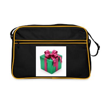 Grünes Geschenkpaket - Retro Tasche - Schwarz/Gold - Vorne