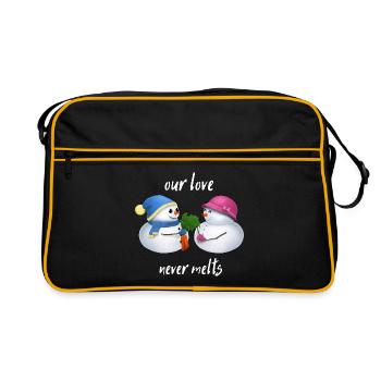 Our love never melts - Schneemann Paar - Retro Tasche - Schwarz/Gold - Vorne