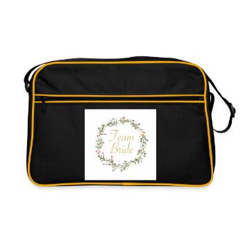 Team Bride mit Blumenkranz - Retro Tasche - Schwarz/Gold - Vorne