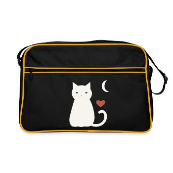 Halloween Katze Herren - Retro Tasche - Schwarz/Gold - Vorne