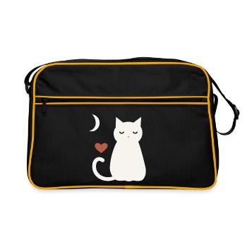 Halloween Katze Damen - Retro Tasche - Schwarz/Gold - Vorne