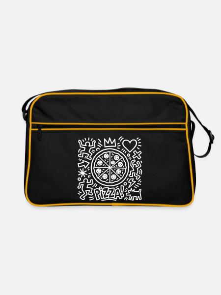 Pizza - Retro Tasche - Schwarz/Gold
