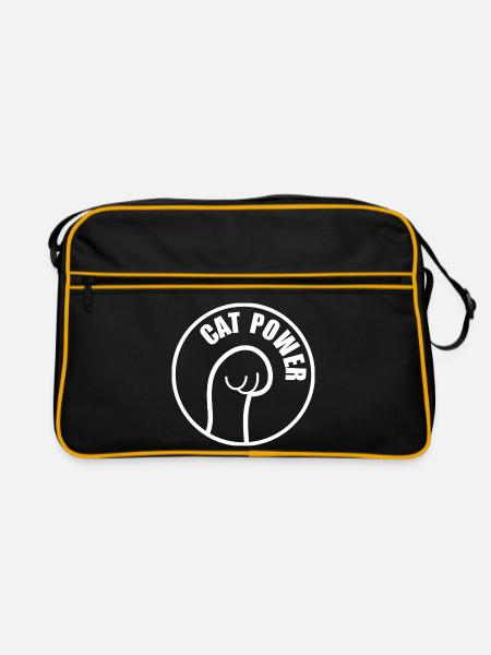 Katzenkraft - Retro Tasche - Schwarz/Gold