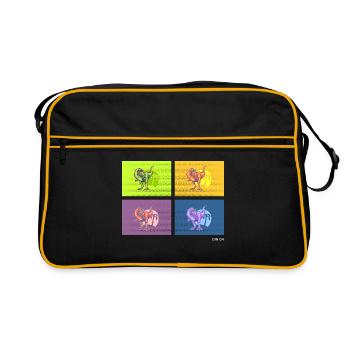 DIN O4 (Dinosaur Pop Art Edition) - Sac Retro - noir/or - Devant