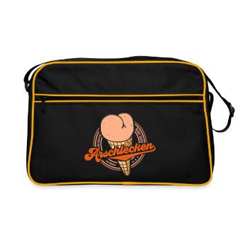 Arschlecken (Neue-Eis-Sorte-Edition) - Retro Tasche - Schwarz/Gold - Vorne